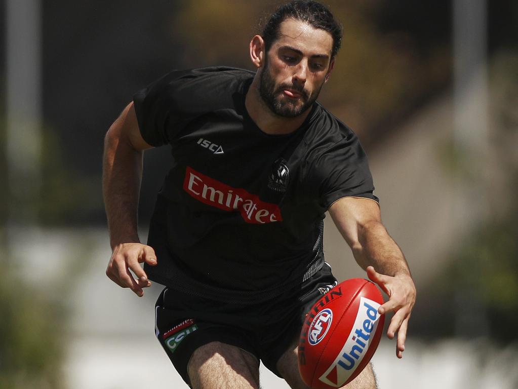 Friendly fire left Brodie Grundy with a toe injury and he was forced to train away from the main group. Picture: AAP