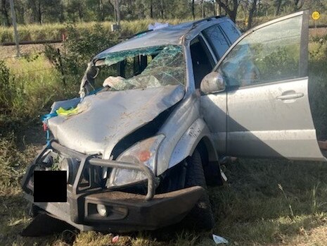 There were early fears for the woman trapped in a Honda wagon after serious head-on collision on the Peak Downs Highway on February 2, 2022. Picture: RACQ CQ Rescue