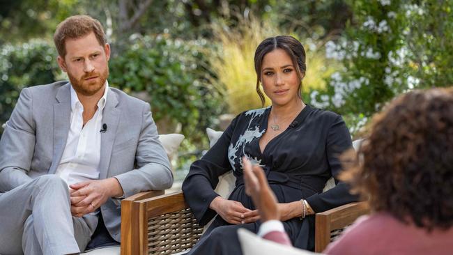 Harry and Meghan attacked the royal family when they were interviewed by US television host Oprah Winfrey. Picture: AFP.