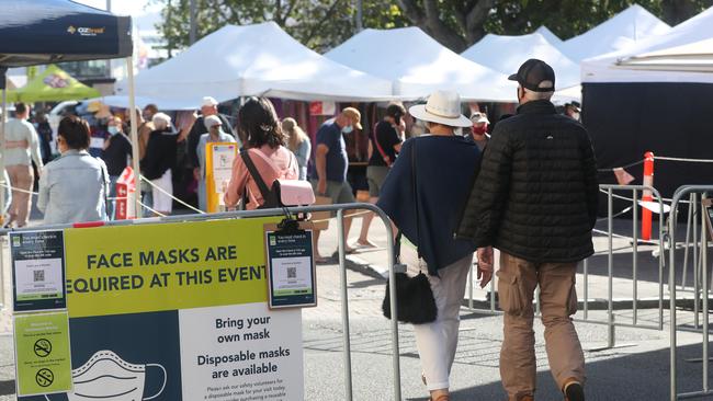 People checking into Salamanca Market. Changes to Check In Tas app. Picture: Nikki Davis-Jones