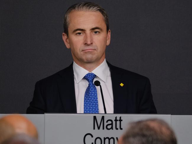 MELBOURNE, AUSTRALIA - NewsWire Photos October 12, 2022: Photo of CBA CEO Matt Comyn during the AGM at the MCG.Picture: NCA NewsWire / Luis Ascui