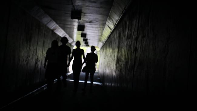 Teenagers in underpass tunnel. Photo Nicholas Falconer / Sunshine Coast Daily