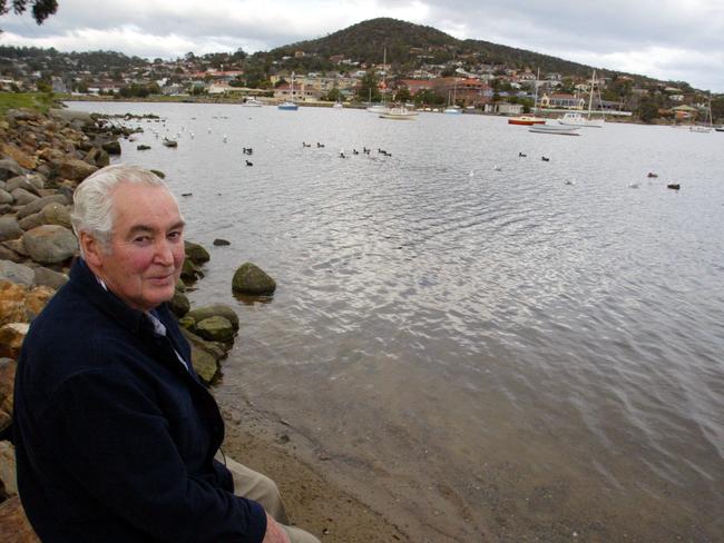 Mr Goodluck enjoying a quiet moment at his beloved Lindisfarne on Hobart’s Eastern Shore.