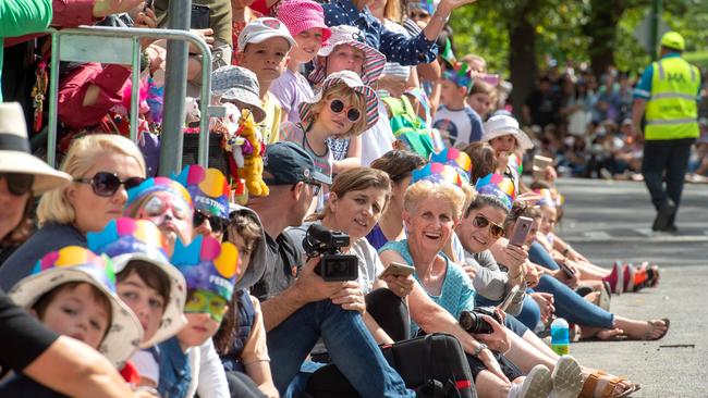 Crowds turn out for the 2020 Moomba Parade. Picture: Jay Town