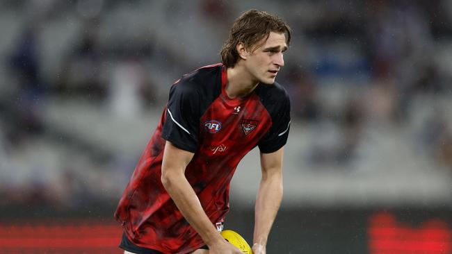 Harrison Jones warms up. Picture: Michael Willson/AFL Photos via Getty Images