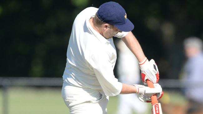 Rohan Wight hits one back over the bowler’s head. Picture: Chris Eastman