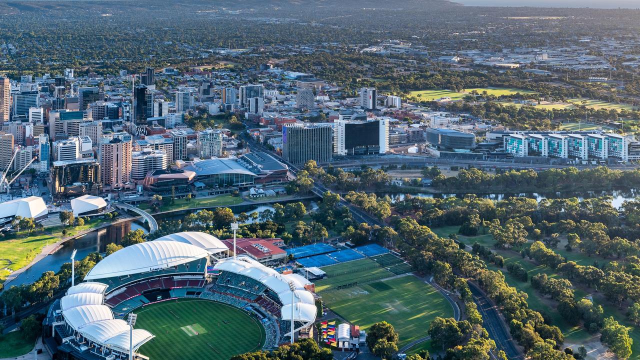 Residential buildings worth $1bn are currently under construction in the Adelaide CBD as city living appeal soars. Picture: Adelaide Airborne Photography.