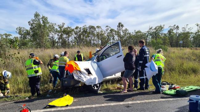 COPPABELLA: A driver lost their arm in a horror crash on the Peak Downs Highway. Picture: RACQ CQ Rescue