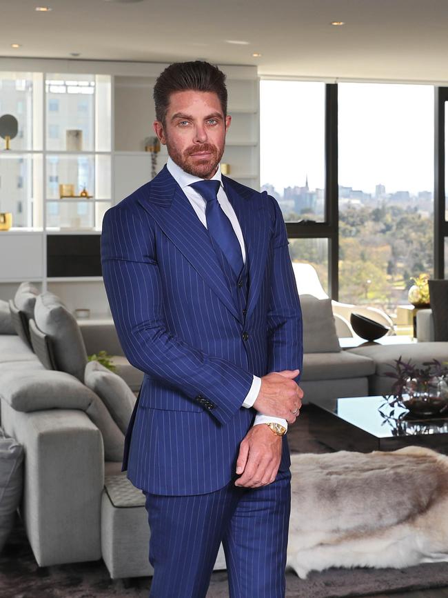 The late property developer Jonathan Hallinan at his home on St Kilda road in Melbourne in 2018. Picture: Aaron Francis/The Australian