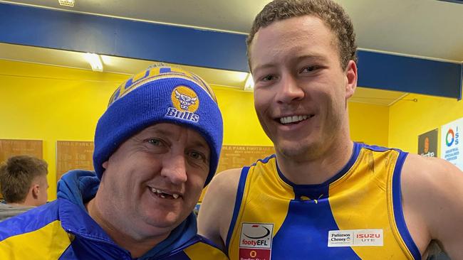 Liam Scott with Noble Park coach Steve Hughes.