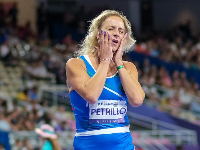 Controversial Italian trans runner Valentina Petrillo in the womens 400m T12 at the Paris Paralympics on Monday evening September 2, 2024. Photo: Jacquelin Magnay