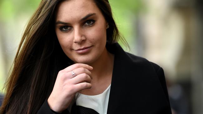 Kim Duthie at supreme court of appeal. "St Kilda schoolgirl" Kim Duthie attemps to stop Ricky Nixon from publishing his autobiography. Picture: Nicole Garmston