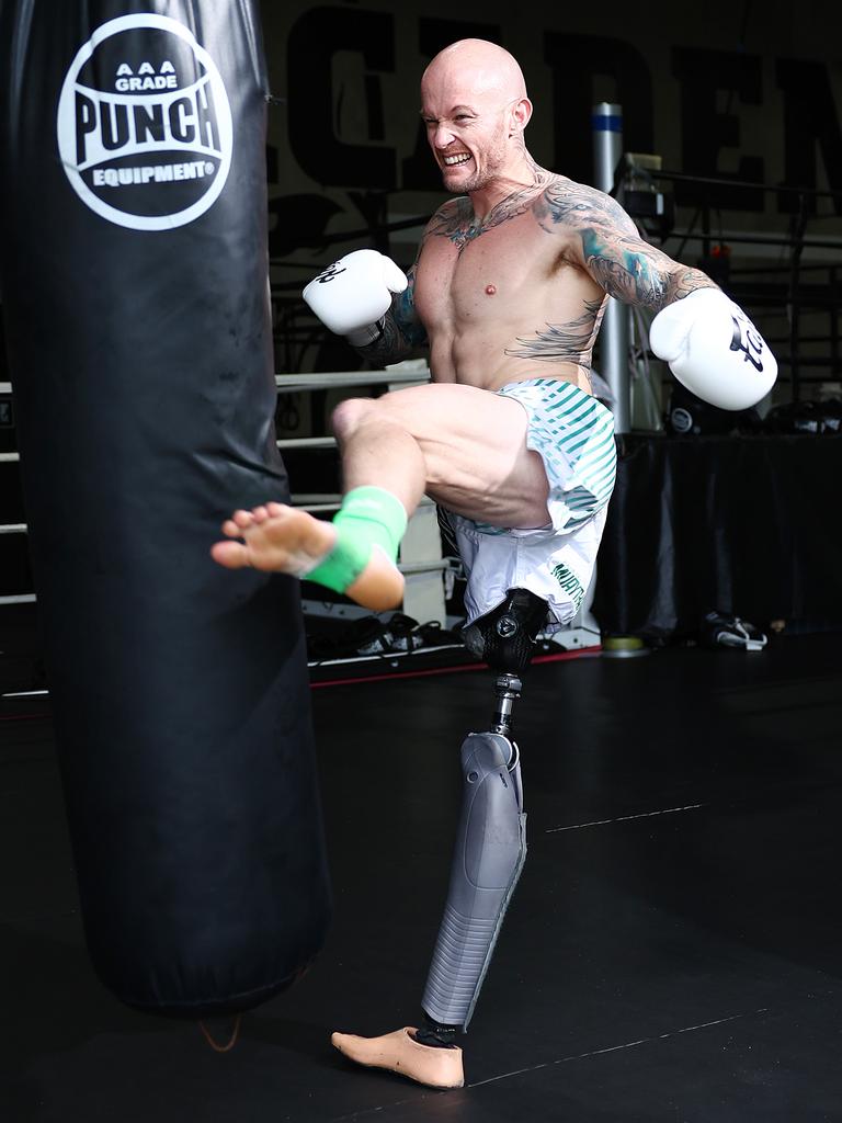 Amputee Glenn Dickson will compete in his first caged Muay Thai since losing his leg in a shark attack off Cardwell in 2017. Picture: Brendan Radke