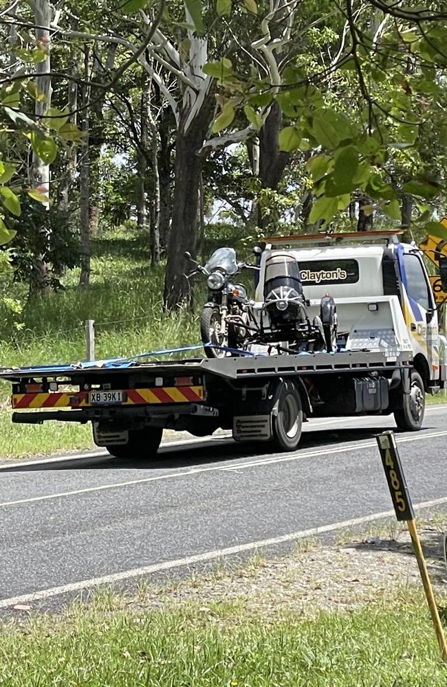 The motorcycle David ‘Warby’ Grant was riding when he was killed in a crash on Eungella Dam Road on March 1, 2024. Photo: Zoe Devenport