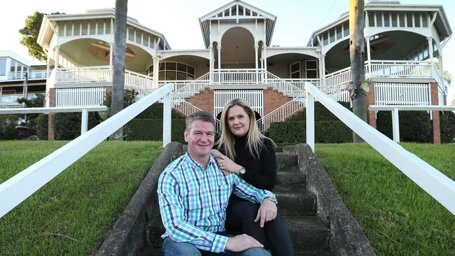 Former Fone Zone CEO David McMahon with his wife Tracey at their historic Hamilton Hill home Cremorne, Mullins Street, Hamilton, Brisbane. Picture: Lyndon Mechielsen