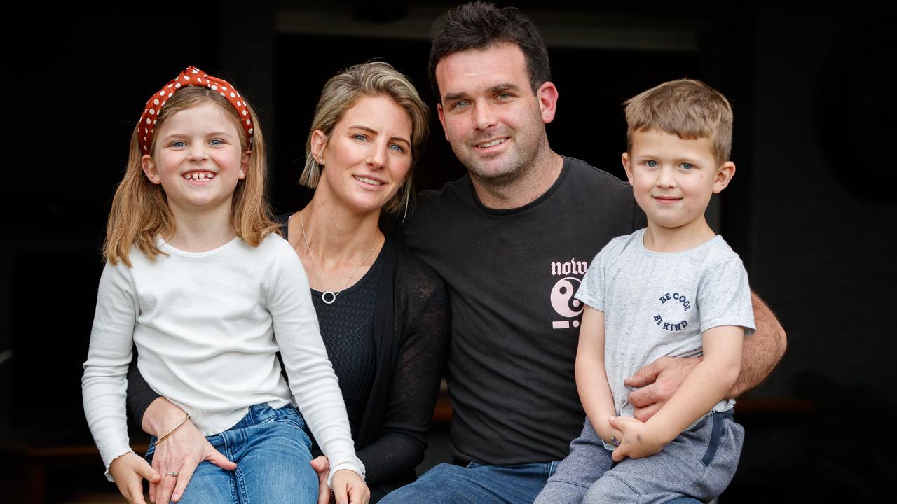 Rebecca and Craig McAlpine with children Isla, 8 and Liam, 5. Picture: Matt Turner