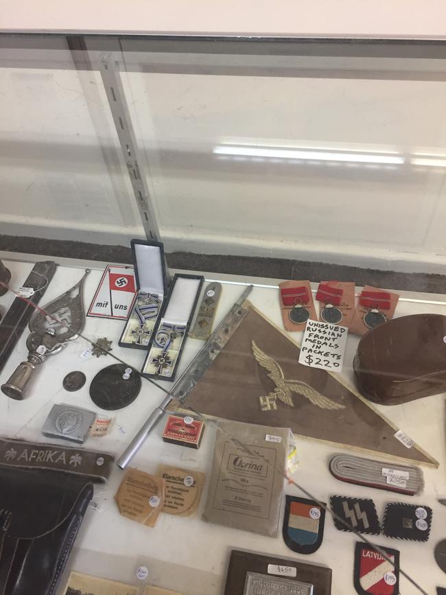 Some of the memorabilia sold by Pascoe Vale's EK Militaria.