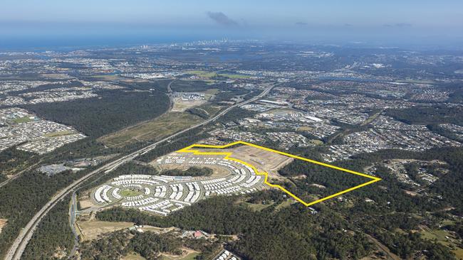 The development site (outlined) acquired by GemLife at The Heights estate in Pimpama.