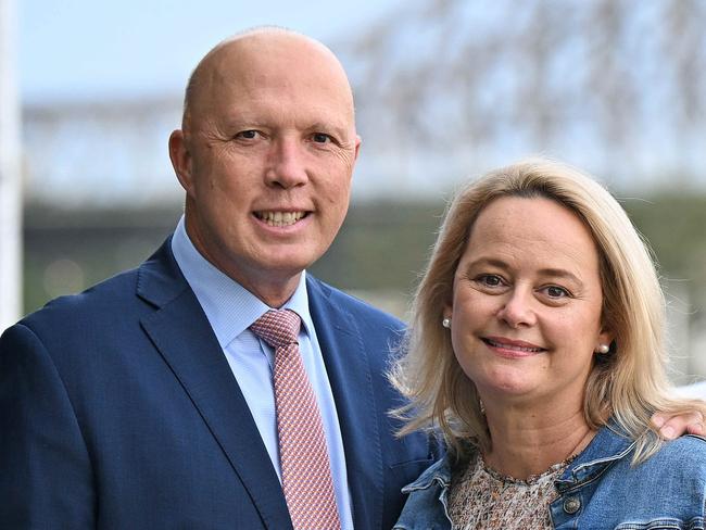 25/05/2022 : Former Defence Minister Peter Dutton with wife Kirilly, daughter Rebecca 20 and sons  Tom 16 and Harry 17 (far R) , near the Federal Government offices in Brisbane. Dutton is set to become the leader of the Liberal party in opposition. Lyndon Mechielsen/The Australian