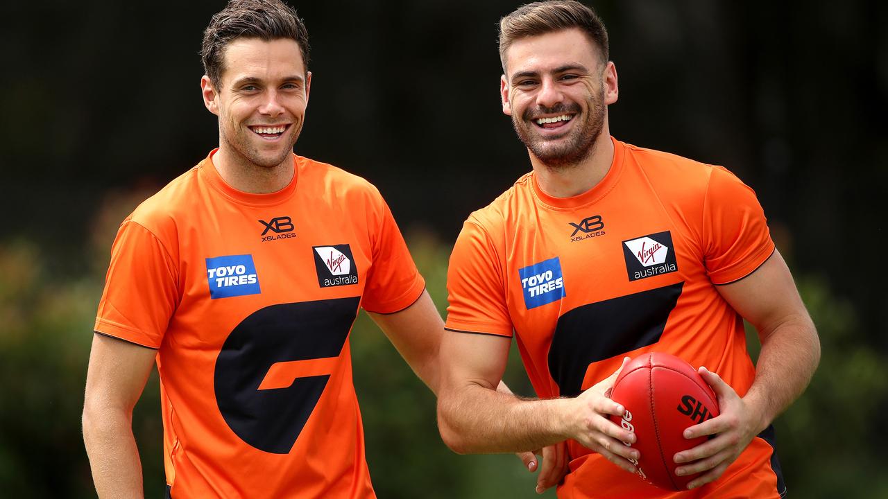 Josh Kelly and Stephen Coniglio are both SuperCoach guns, but Coniglio is almost $100,000 cheaper after an injury-interrupted 2019 season. Picture: Phil Hillyard