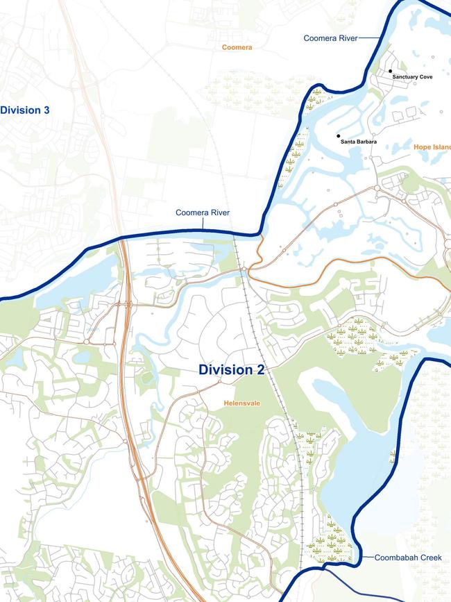 Gold Coast Division 2 Electoral Commission map 2020. Photo: ECQ