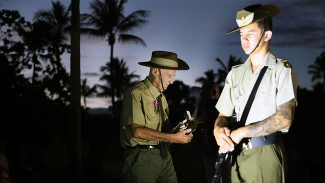 93-year-old Victor Williams at the dawn service in Townsville. Picture: Gary Ramage