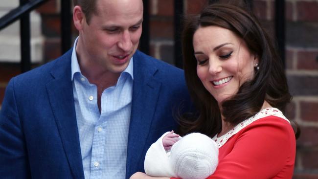 The Duke and Duchess of Cambridge appear with their new son. Picture: Phil Loftus/Capital Pictures