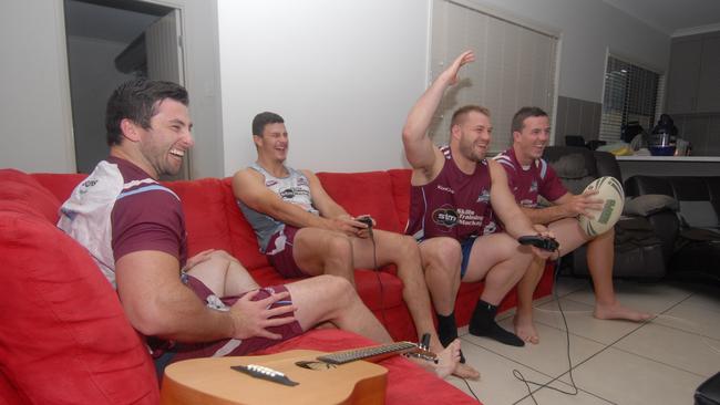 Mackay Cutters 2013 players Luke Young, Liam Taylor, Dean Webster and Michael Comerford hanging out at home. Photo Tony Martin