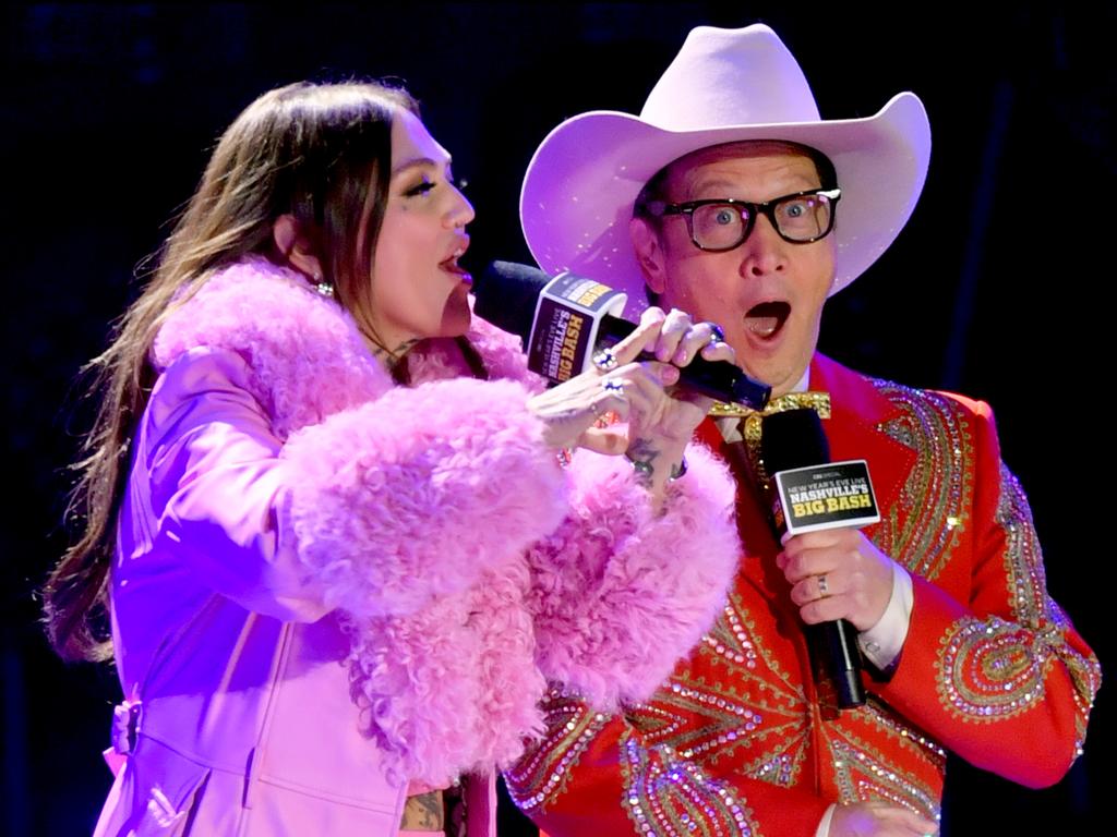 Father and daughter onstage at Nashville’s Big Bash at Bicentennial Capitol Mall State Park on December 31, 2023. Picture: Jason Davis/Getty Images