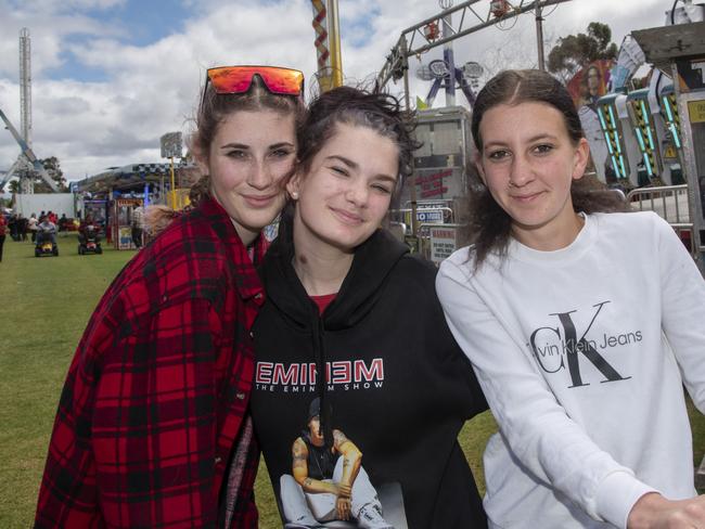 Julia McLoughlin, Charlotte Holland, Erica Wright Mildura Show 2024. Picture: Noel Fisher