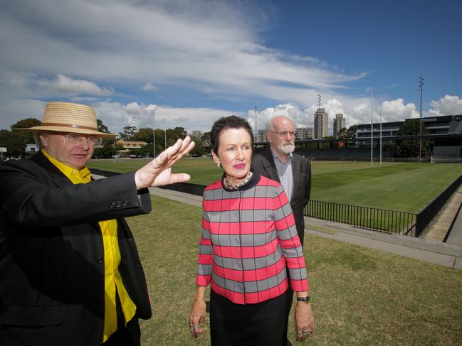 Clover Moore in front of the site for the planned Waterloo housing estate redevelopment.