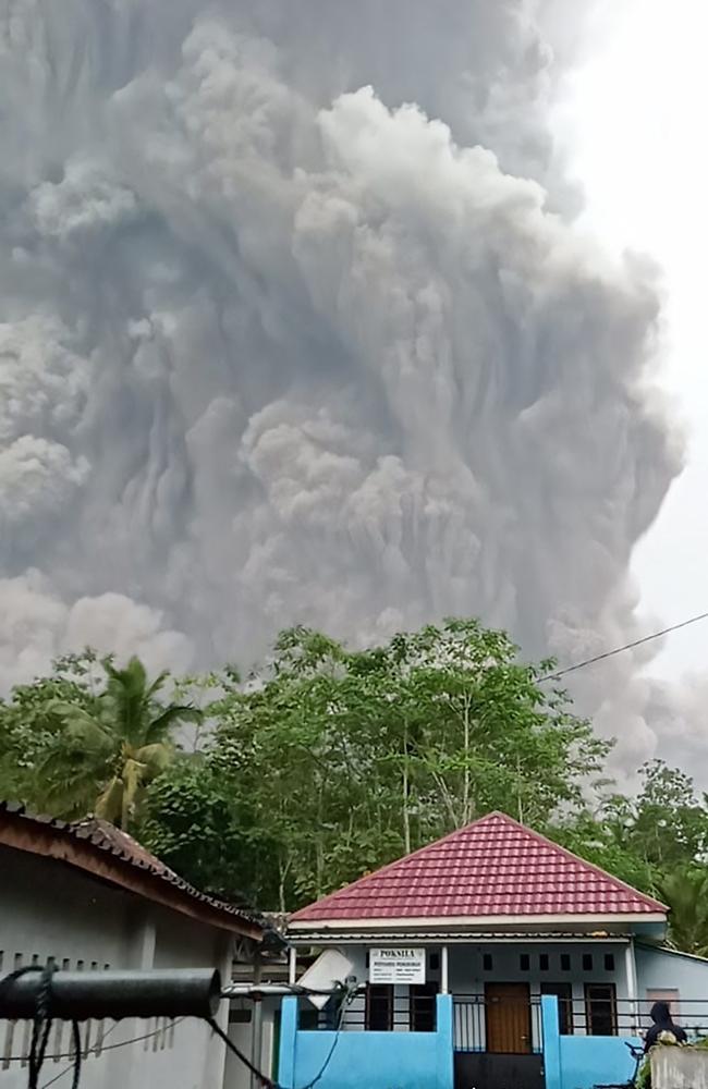 A photo by Indonesia's National Board for Disaster Management (BNPB) shows Semeru volcano spewing ash into the air. Picture: AFP/BNPB