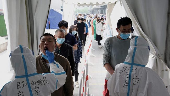 Mass testing for Covid-19 in Beijing on Monday. Picture: AFP