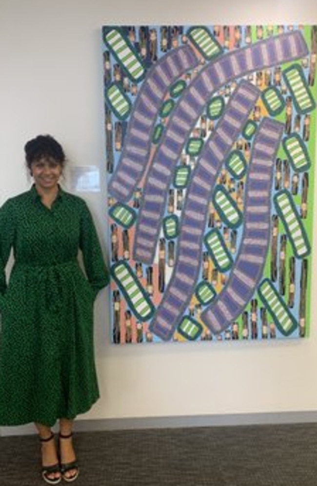 The "Regeneration" painting by artist Josie Rose now hanging in the staffroom of NSW Treasury. Picture: Supplied