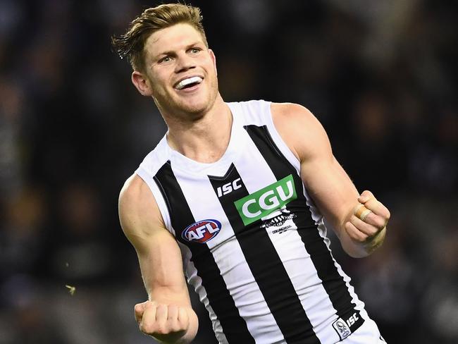 Taylor Adams was one of Collingwood’s best and you can just tell he loves a goal. Picture: Getty Images