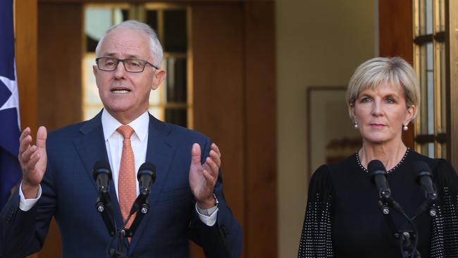 PM Malcolm Turnbull and Minister for Foreign Affairs Julie Bishop. Picture: Kym Smith