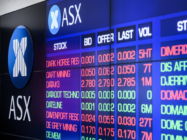 Digital market boards are seen at the Australian Stock Exchange (ASX) in Sydney, Monday, March 16, 2020. The ASX dropped more than 7 per cent at opening of trade today as concerns over COVID-19 grow.(AAP Image/James Gourley) NO ARCHIVING