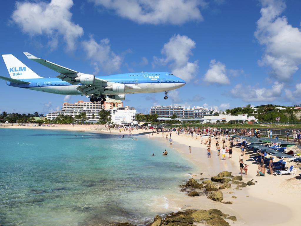 People at Maho Beach watch a Boeing 747 come in for a landing. Picture: Supplied