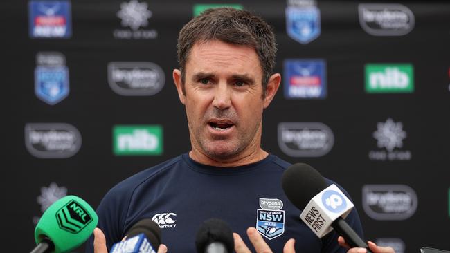 NSW Blues head coach Brad Fittler speaks to media during the Emerging Blues and Future Blues Playing Camp at the NSWRL Centre of Excellence.