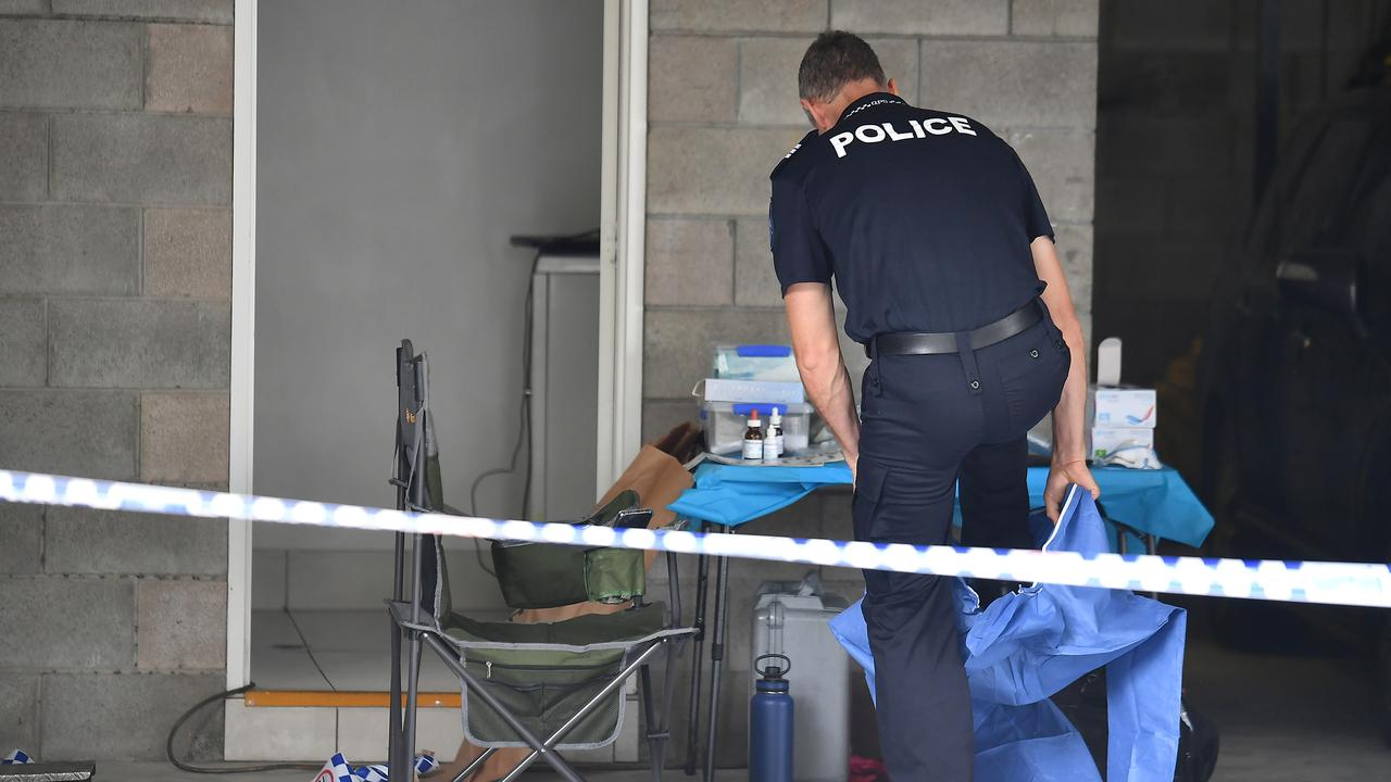 A tightly-wrapped body that was partially buried and covered in clothing and bedding was found under a unit complex in Alderley in Brisbane’s north. Picture: NCA NewsWire / John Gass