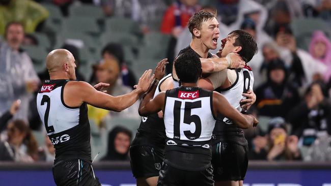 Todd Marshall of the Power celebrate a goal.