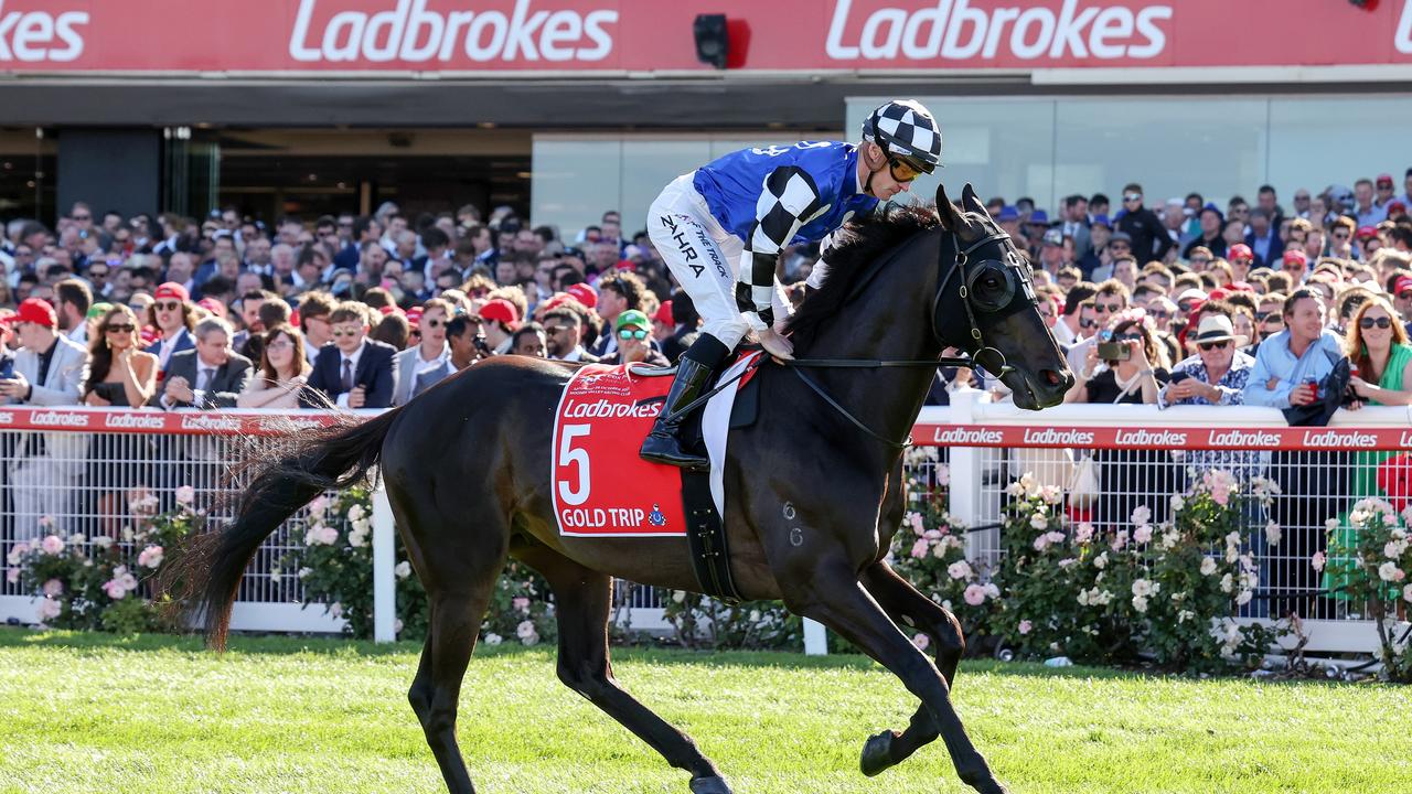 Gold Trip (FR) chasing a second straight Melbourne Cup win. (Photo by George Sal/Racing Photos via Getty Images)