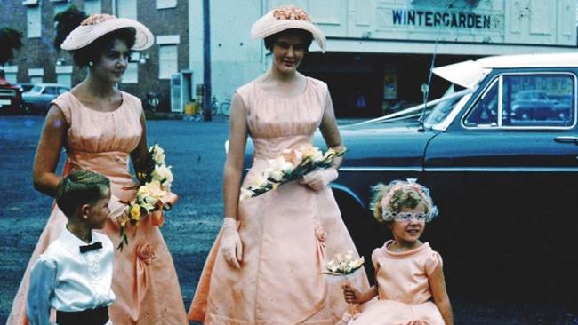 LOOKING BACK: Wedding party in front of the Wintergarden Theatre. Source: Picture Bundaberg.