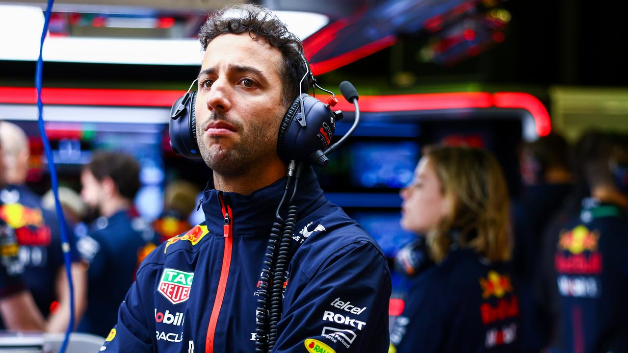 MELBOURNE, AUSTRALIA - APRIL 01: Daniel Ricciardo of Australia and Oracle Red Bull Racing looks on in the garage during qualifying ahead of the F1 Grand Prix of Australia at Albert Park Grand Prix Circuit on April 01, 2023 in Melbourne, Australia. (Photo by Mark Thompson/Getty Images)