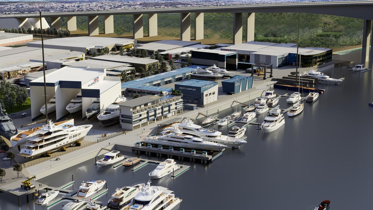 The new superyacht facility near the Gateway Bridge will include expanded berths