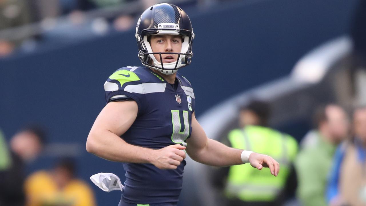 Punter (4) Michael Dickson of the Seattle Seahawks punts the ball against  the Houston Texans in an NFL football game, Sunday, Dec. 12, 2021, in  Houston, TX. Seahawks defeated the Texans 33-13. (