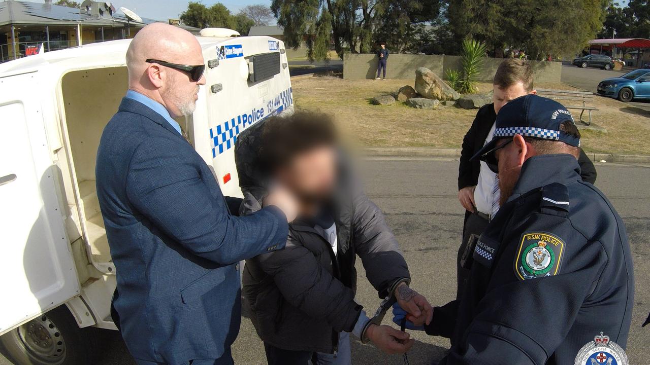 A 32-year-old man was arrested by Strike Force Alcheringa detectives at a Macquarie Fields fast food outlet on Wednesday. Picture: NSW Police.