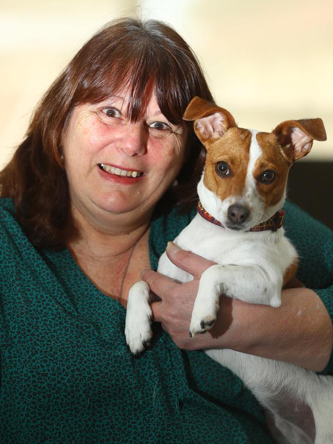 Dianne Speed with her jack russell dog Lotte. Picture: Alison Wynd