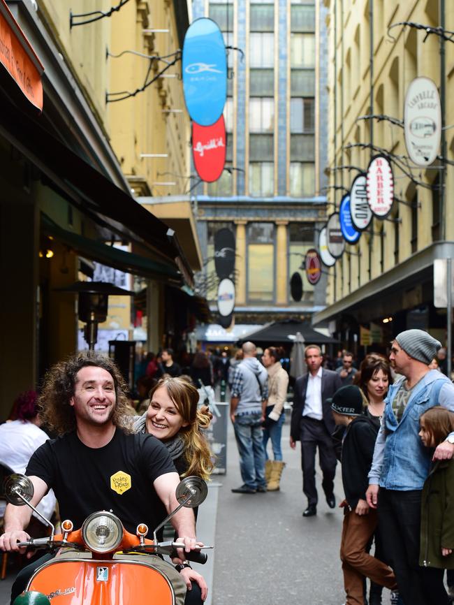 Degraves St has transformed into a food and bar hub. Picture: Zoe Phillips