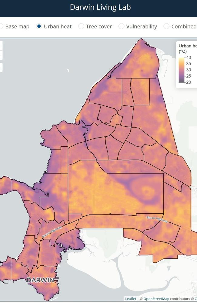 Urban heat islands are caused by built structure (such as buildings, roads, and pavements) that absorb and retain heat during the day, releasing it slowly at night. The portals interactive heat map provides a visualisation of urban heat patterns across Darwin, highlighting how certain areas, particularly those with less vegetation and more impervious surfaces, experience significantly higher temperatures. Residents can drill down to their suburbs to check the urban heat level.